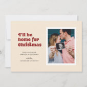 Faire-part Je serai à la maison pour la grossesse de Noël (Devant)