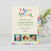 Faire-part Je suis arrivé Photo Name Any Baby Birth (Debout devant)