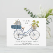 Faire-part Je suis en mouvement Vélo et bagages Drôle déménag (Debout devant)