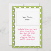 Faire-part je suis un grand frère (soeurs jumelles) (Dos)