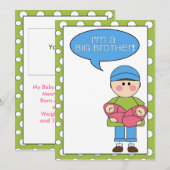 Faire-part je suis un grand frère (soeurs jumelles) (Devant / Derrière)