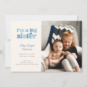 Faire-part Je suis une grande soeur (bleue) Photo Naissance (Devant)