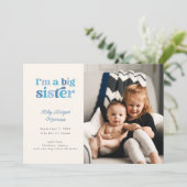 Faire-part Je suis une grande soeur (bleue) Photo Naissance (Debout devant)