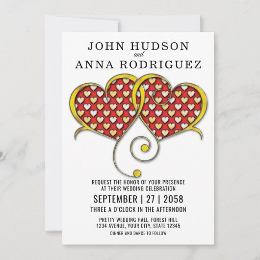 Faire-part Je t'aime Concevoir avec des Coeurs d'Or (Devant)