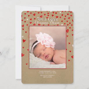 Faire-part Je t'aime de tout mon coeur la naissance de photo