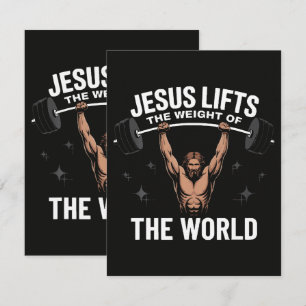 Faire-part Jésus-Christ faisant du soulevé de terre