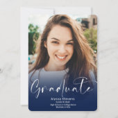 Faire-part Jeu bleu marine moderne 2 photos graduation (Devant)