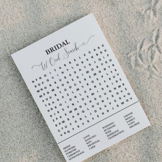 Faire-part Jeu de douche nuptiale jeu de recherche mot modern