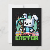 Faire-part Jeu de pixels de lapin de Pâques heureux  (Devant)
