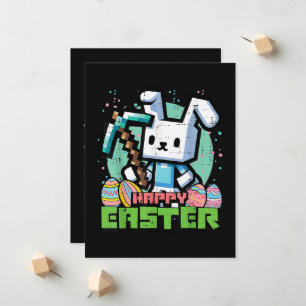 Faire-part Jeu de pixels de lapin de Pâques heureux 