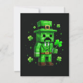 Faire-part Jeu vidéo drôle de la Saint-Patrick sur le Leprech (Devant)