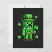 Faire-part Jeu vidéo drôle de la Saint-Patrick sur le Leprech (Dos)
