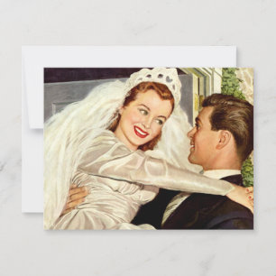 Faire-part Jeunes mariés de mariage vintage, heureuse mariée