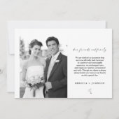 Faire-part Jeunes Mariés Photo Moderne Noir et Blanc (Dos)