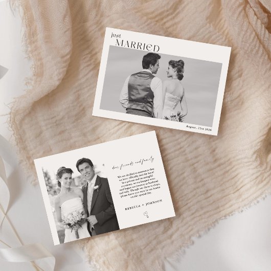 Faire-part Jeunes Mariés Photo Moderne Noir et Blanc