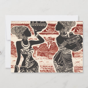 Faire-part Joie Vintage Tribale Village Africain Femmes