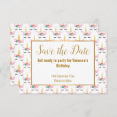 Faire-part Joli blanc Unicorn Horn SAVE DATE (Devant / Derrière)