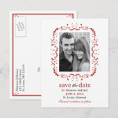 Faire-part Joli Cadre Enregistrer La Date Carte Postale - Rou (Devant / Derrière)