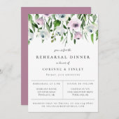 Faire-part Joli Dîner De Répétition Florale Mauve Botanique (Devant / Derrière)