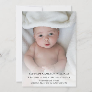 Faire-part Joli Message Personnalisé avec Photo Bébé Nouveau-