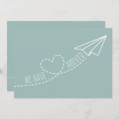 Faire-part Joli Nous Avons Déménagé Moderne Cœur Avion en Pap (Devant / Derrière)