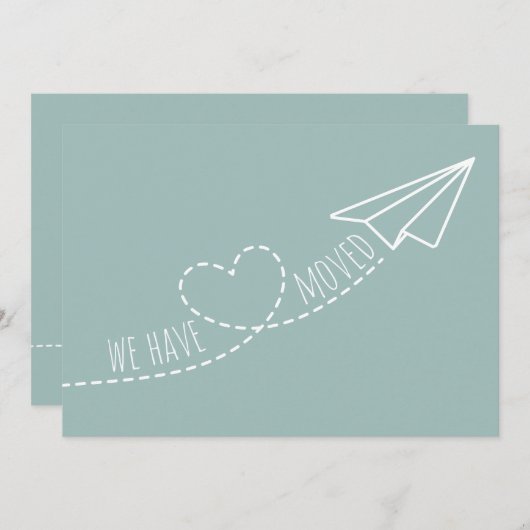 Faire-part Joli Nous Avons Déménagé Moderne Cœur Avion en Pap (Devant / Derrière)