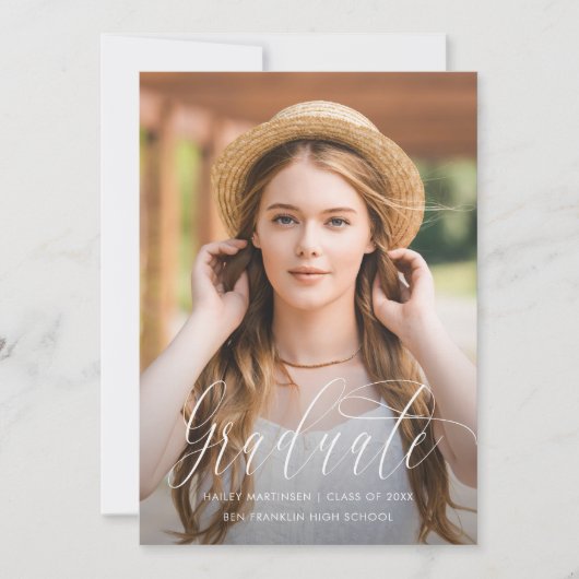 Faire-part Joli Script Blush Virtual Graduation Party Photo (Devant)