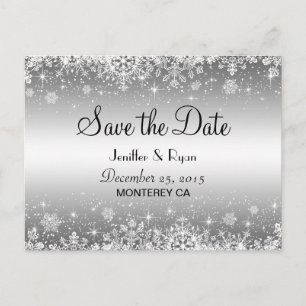 Faire-part Jolie carte postale de mariage d'hiver à conserver