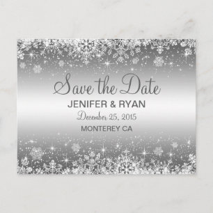 Faire-part Jolie carte postale de mariage d'hiver pour annonc