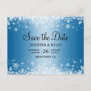 Faire-part Jolie carte postale de mariage d'hiver pour annonc