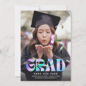 Faire-part Jolie Faux Iridescente Retro Grad Photo Graduation (Devant)