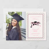 Faire-part Jolie photo Coquette Rose Bow Graduation (Devant)