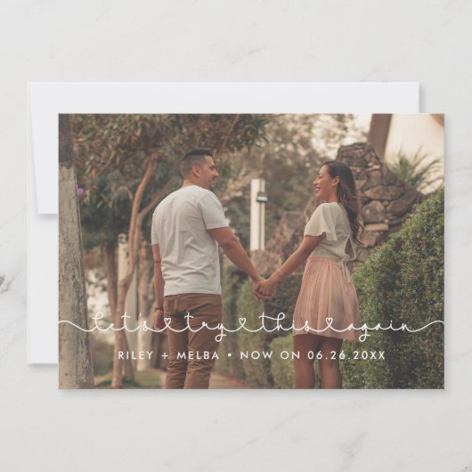 Faire-part Jolie police de cœur connectée Réessayons (Devant)