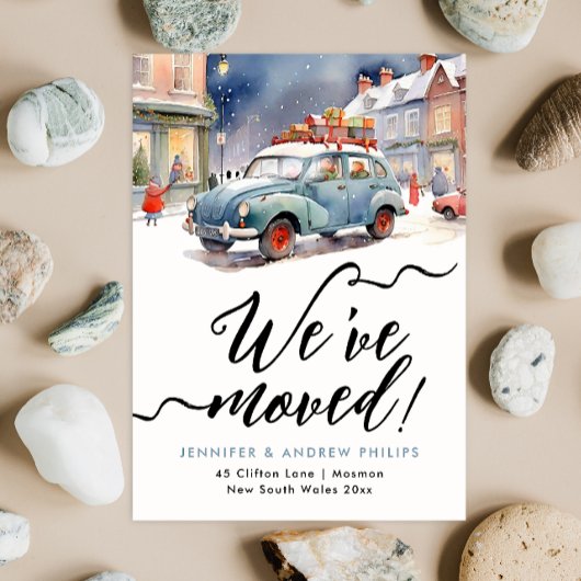 Faire-part Jolie Vacances d'hiver Nouvelle adresse Aquarelle