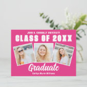 Faire-part Jote Hot Rose Graduate Photo Collage Graduate (Debout devant)