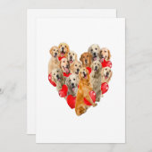 Faire-part Jour des Valentines Mignonnes Golden Retriever Chi (Devant / Derrière)