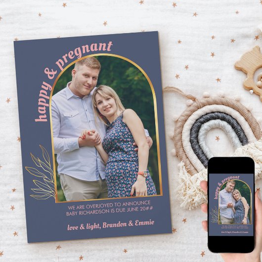 Faire-part Joyeuse et enceinte Arche d'or Grossesse photo