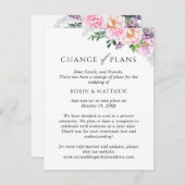 Faire-part Joyeuse florale, Changement de plans Mariage (Devant / Derrière)