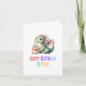 Faire-part Joyeuse Typographie Anniversaire Cute Dinosaur (Devant)