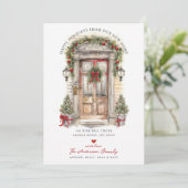 Faire-part Joyeuses Fêtes Déménagement de la porte d'entrée (Debout devant)