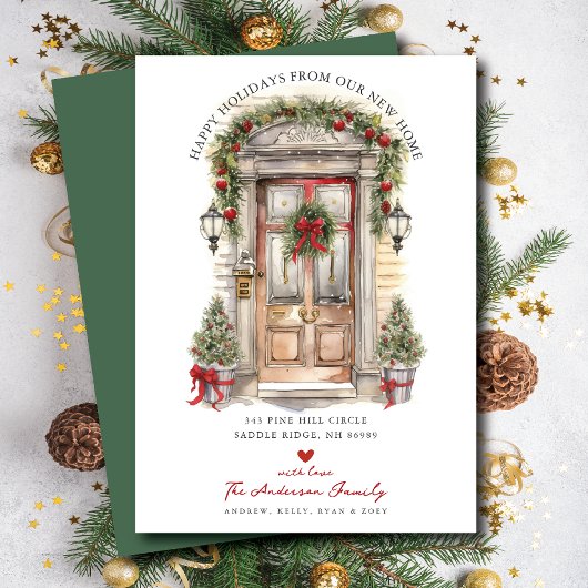 Faire-part Joyeuses Fêtes Déménagement de la porte d'entrée