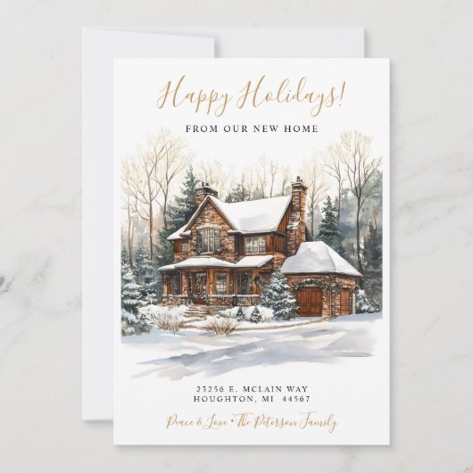 Faire-part Joyeuses fêtes Rustique Nouvelle maison déménager (Devant)