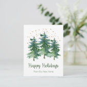 Faire-part Joyeuses Vacances Nouveau Accueil Pins Arbres (Debout devant)