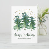Faire-part Joyeuses Vacances Nouveau Accueil Pins Arbres (Debout devant)
