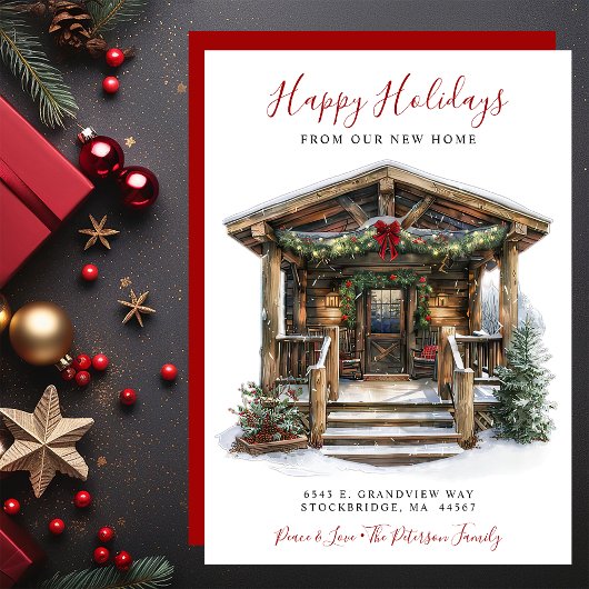 Faire-part Joyeuses vacances Nouvelle maison Porte avant Démé