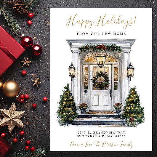 Faire-part Joyeuses vacances Nouvelle maison Porte avant Démé