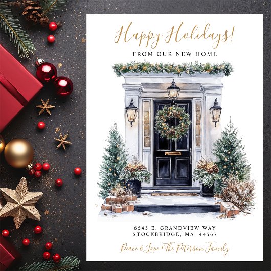 Faire-part Joyeuses vacances Nouvelle maison Porte avant Démé