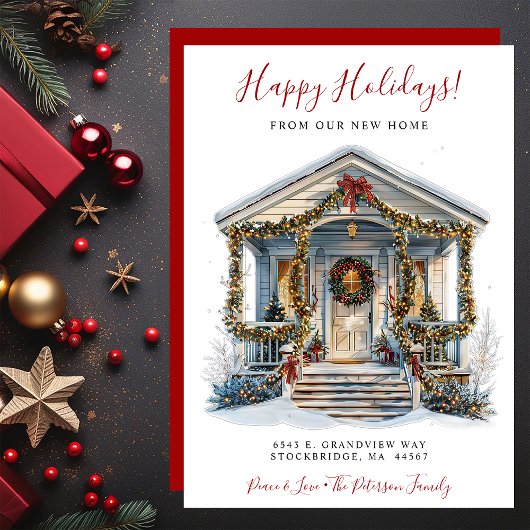 Faire-part Joyeuses vacances Nouvelle maison Porte avant Démé
