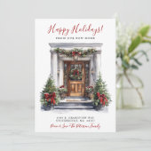 Faire-part Joyeuses vacances Nouvelle maison Porte avant Démé (Debout devant)