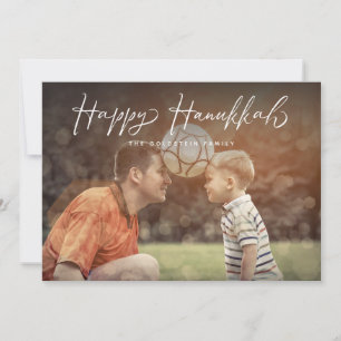 Faire-part Joyeux Hanoukka Script Photo Holiday